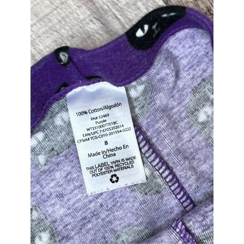 Celebrate‎ Halloween Purple Black Cats Sleepwear Knit Pajama Set 8 Spooky Fun